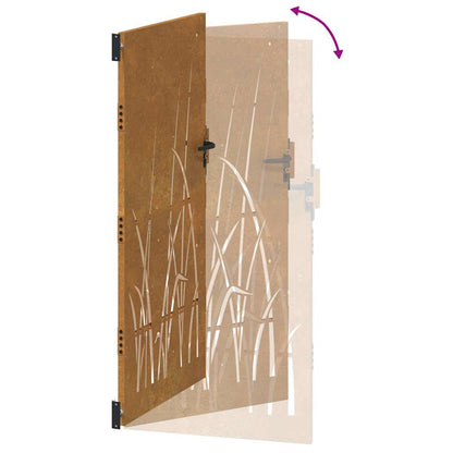Garden Gate 85x200 cm Corten Steel Grass Design
