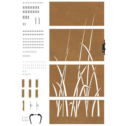 Garden Gate 85x200 cm Corten Steel Grass Design