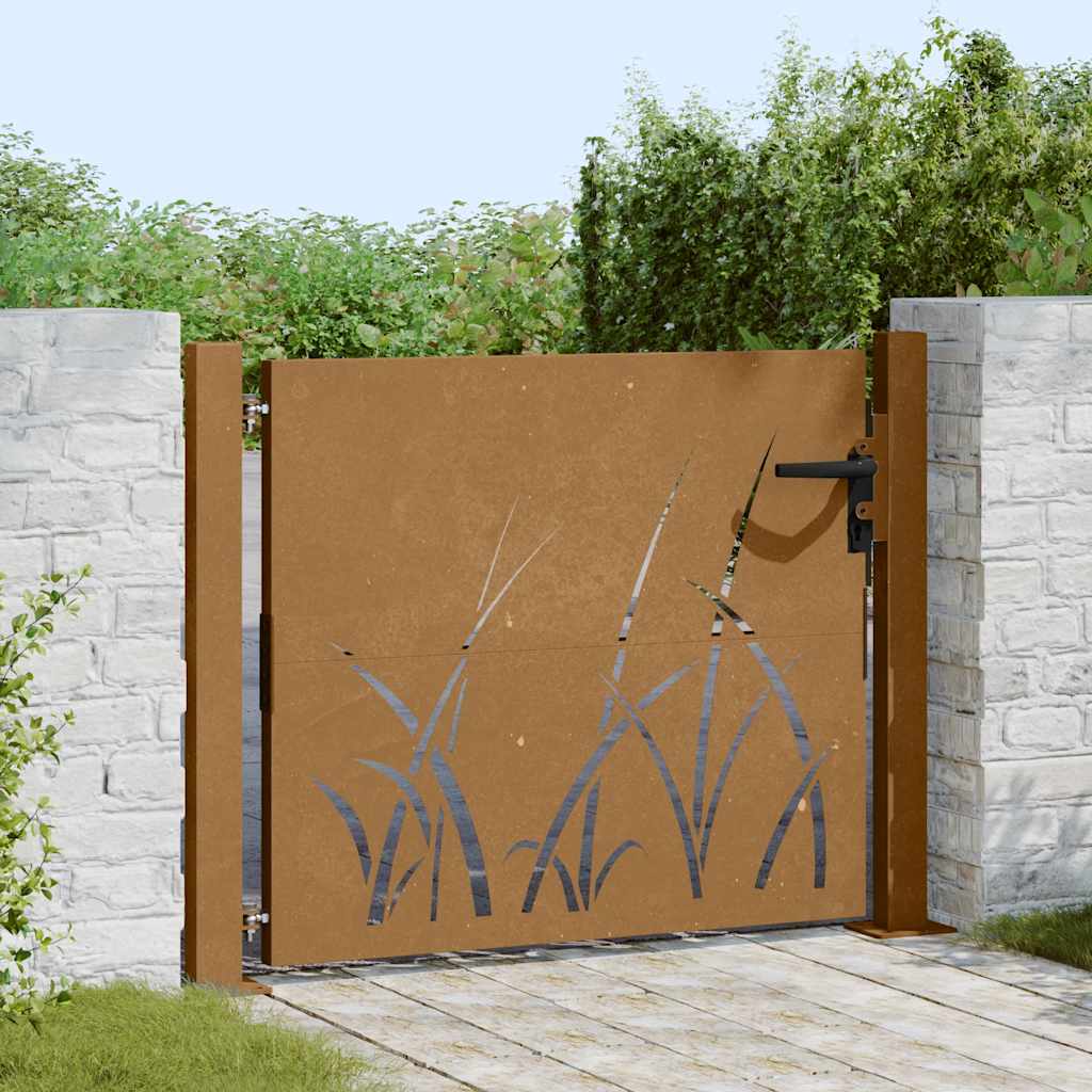 Garden Gate 100x100 cm Corten Steel Grass Design
