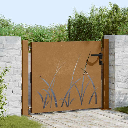 Garden Gate 100x100 cm Corten Steel Grass Design