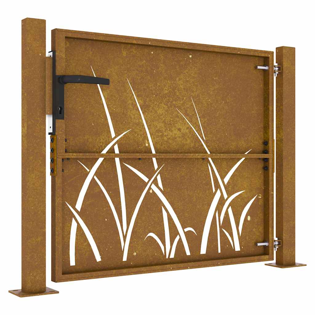 Garden Gate 100x100 cm Corten Steel Grass Design