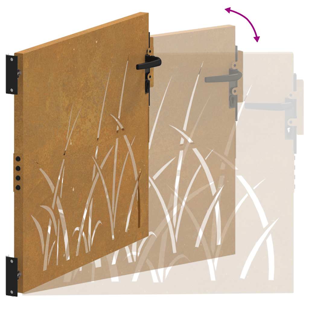 Garden Gate 100x100 cm Corten Steel Grass Design