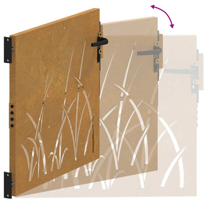 Garden Gate 100x100 cm Corten Steel Grass Design
