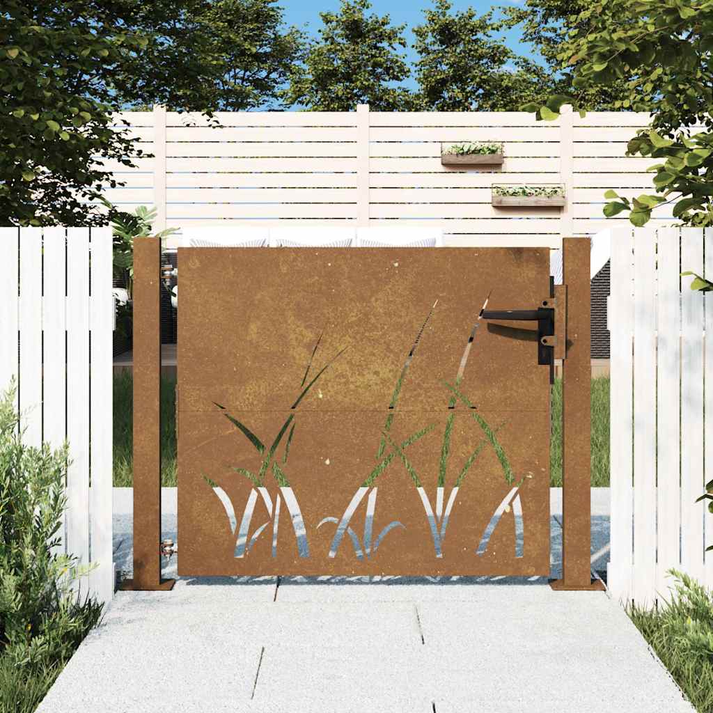 Garden Gate 100x100 cm Corten Steel Grass Design
