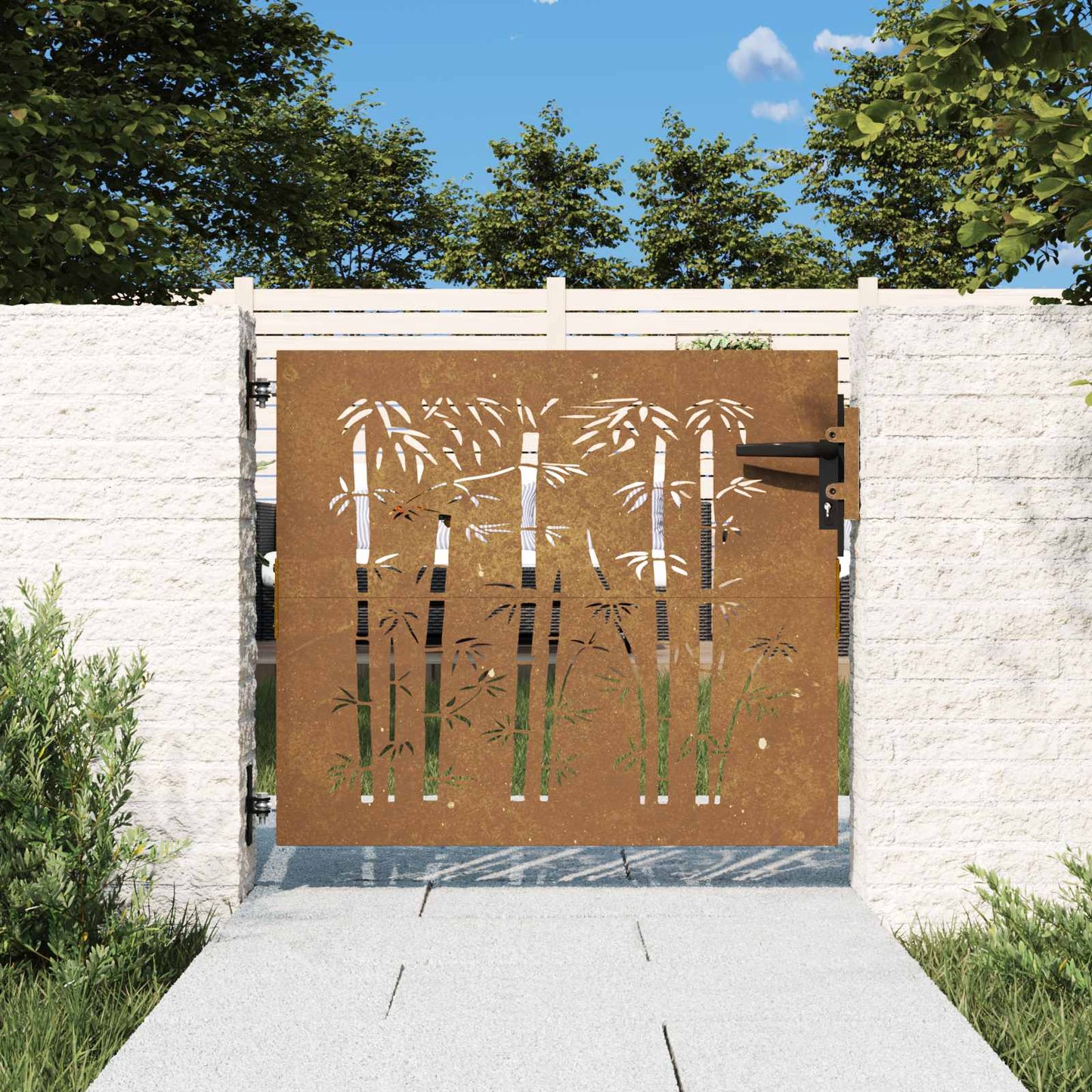 Garden Gate 85 x 100 cm Powder-coated steel Black Lockable