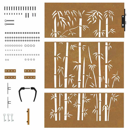 Garden Gate 85x125 cm Corten Steel Bamboo Design
