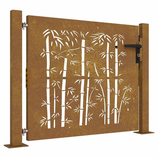 Garden Gate 100x75 cm Corten Steel Bamboo Design