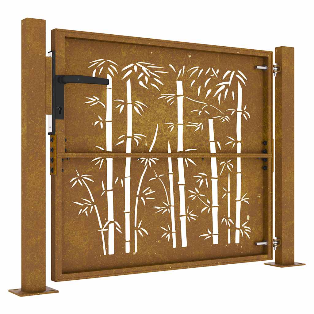 Garden Gate 100x100 cm Corten Steel Bamboo Design