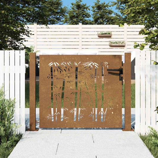 Garden Gate 100x100 cm Corten Steel Bamboo Design