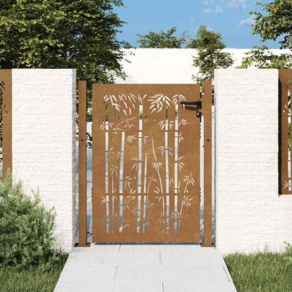 Garden Gate 100x150 cm Corten Steel Bamboo Design