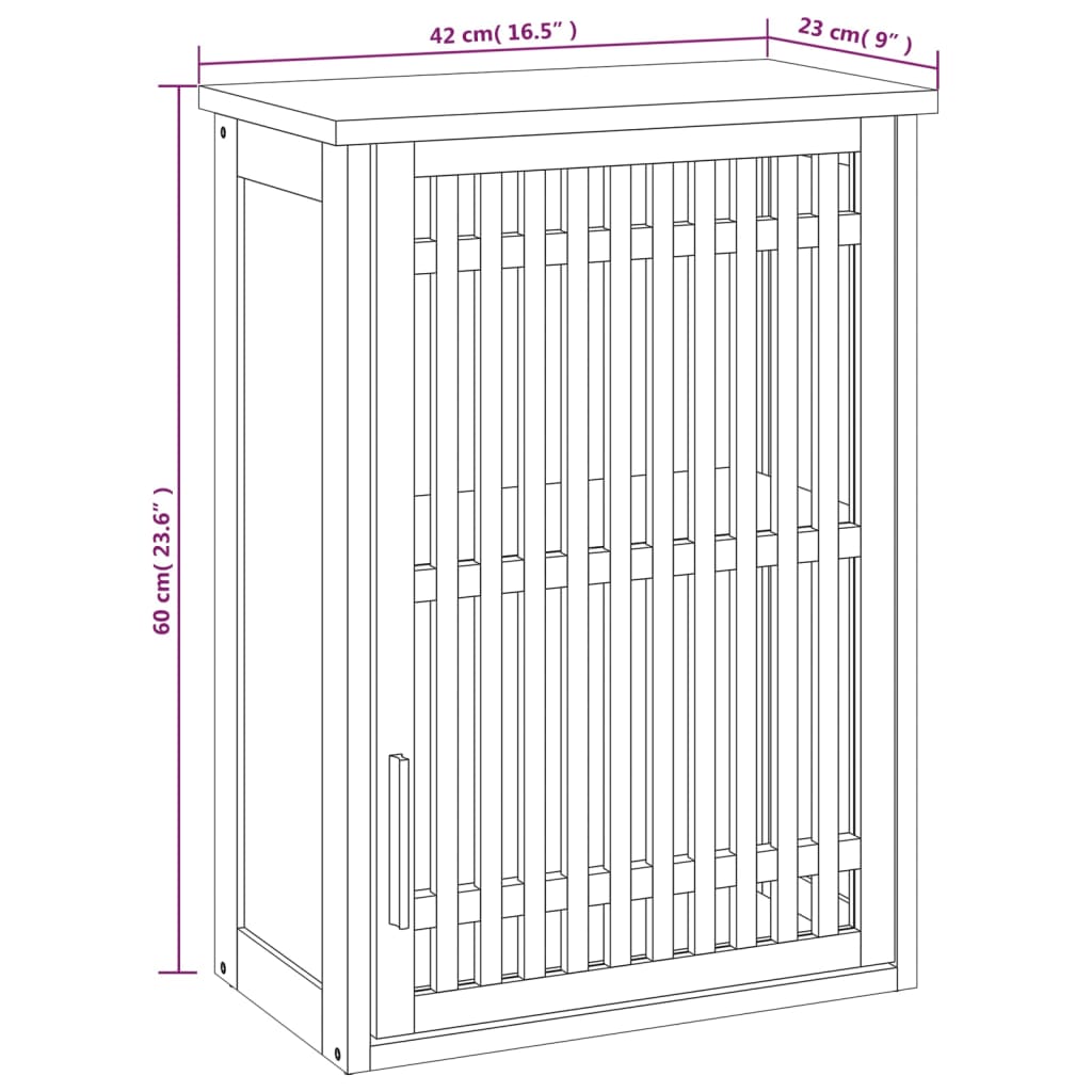 Wall-mounted Bathroom Cabinet 42x23x60 cm Solid Wood Walnut