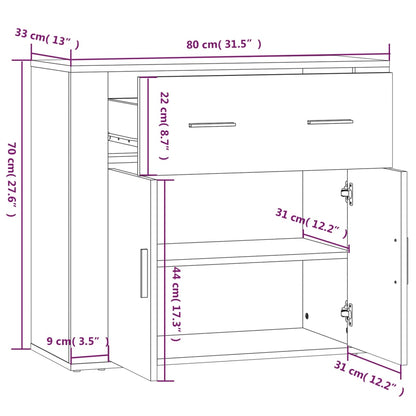 Sideboard Concrete Grey 80x33x70 cm Engineered Wood