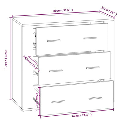 Sideboard Grey Sonoma 80x33x70 cm Engineered Wood