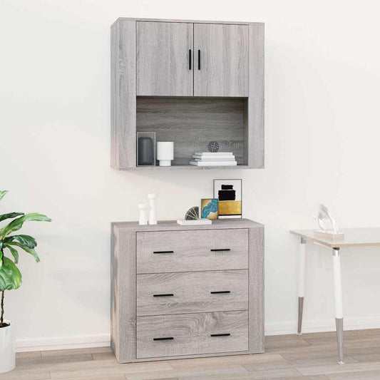 Wall Cabinet | Grey Sonoma | Engineered wood | 80 cm x 33 cm x 80 cm