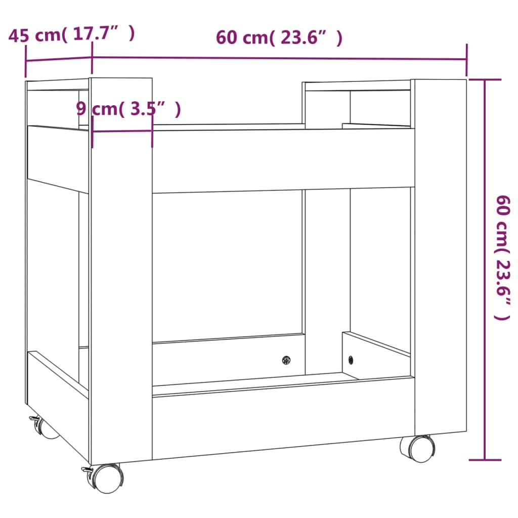 Desk Trolley White 60x45x60 cm Engineered Wood