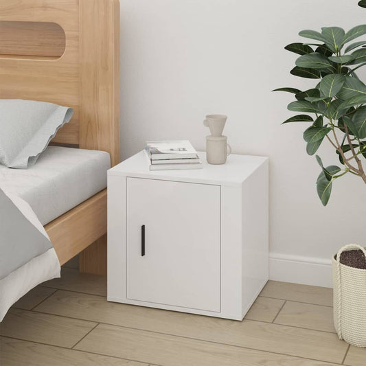 Bedside Cabinet | High gloss white | Engineered wood | Compact | Cabinet