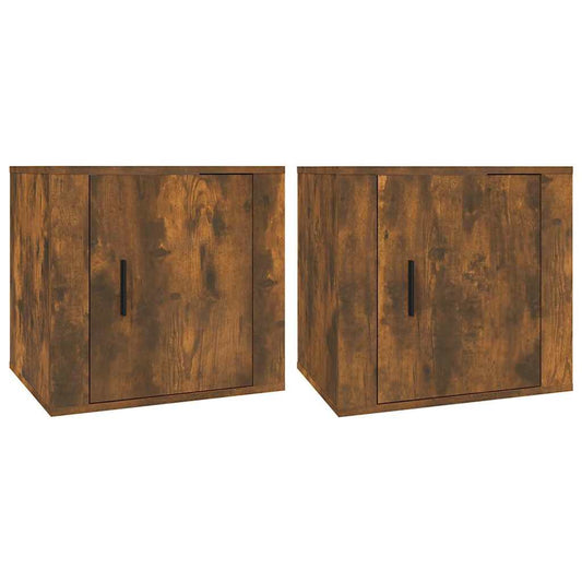 Bedside Cabinet | Set of 2 | Smoked Oak | Engineered wood | Medium