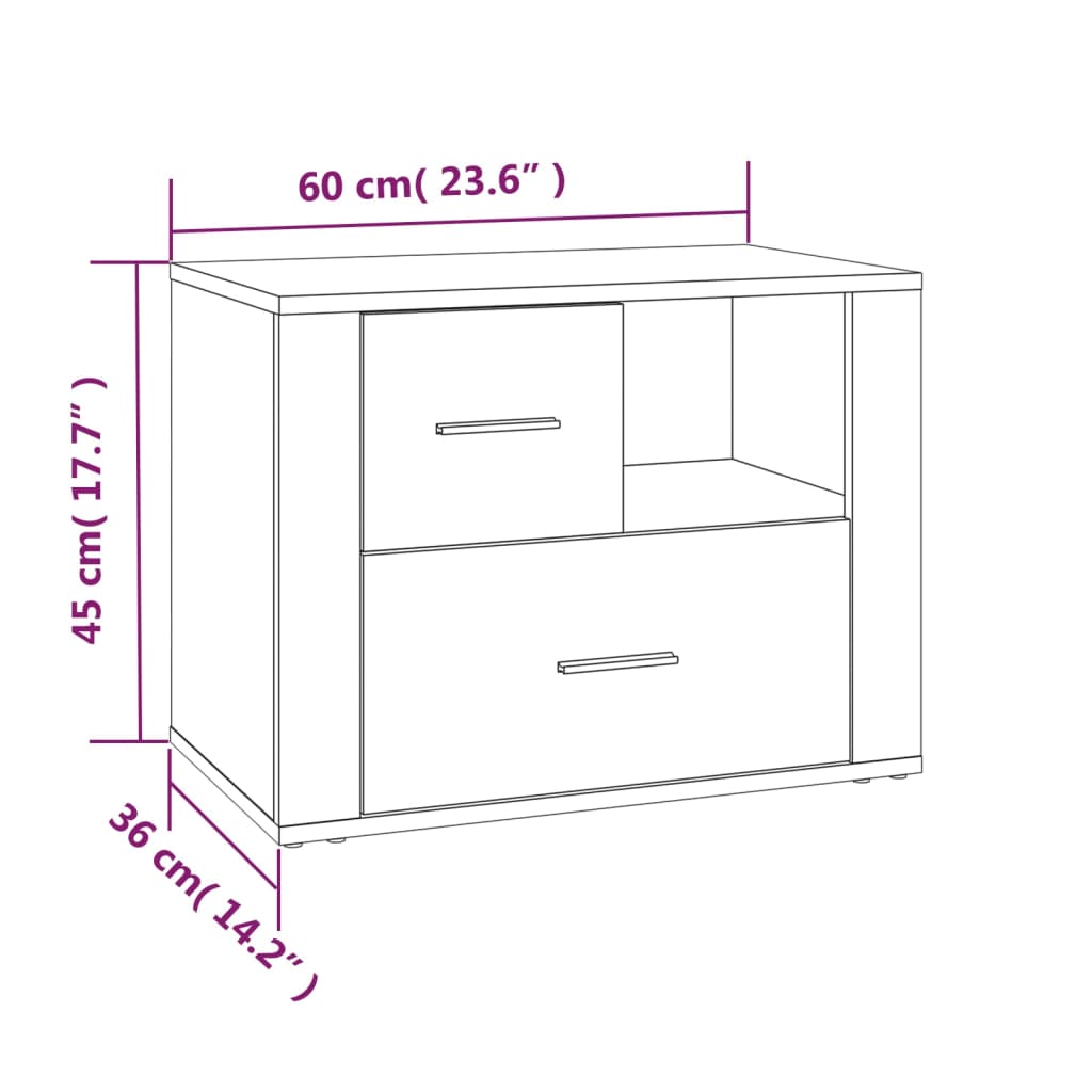 Bedside Cabinet Concrete Grey 60x36x45 cm Engineered Wood