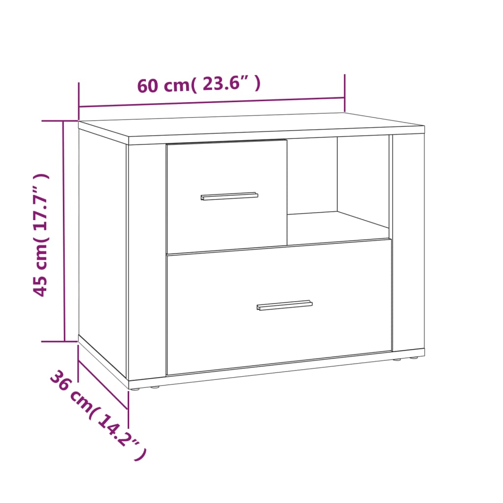 Bedside Cabinet Grey Sonoma 60x36x45 cm Engineered Wood