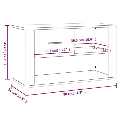 Shoe Cabinet Smoked Oak 80x35x45 cm Engineered Wood