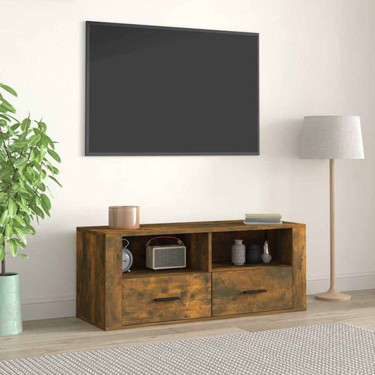 TV Cabinet Smoked Oak 100x35x40 cm Engineered Wood