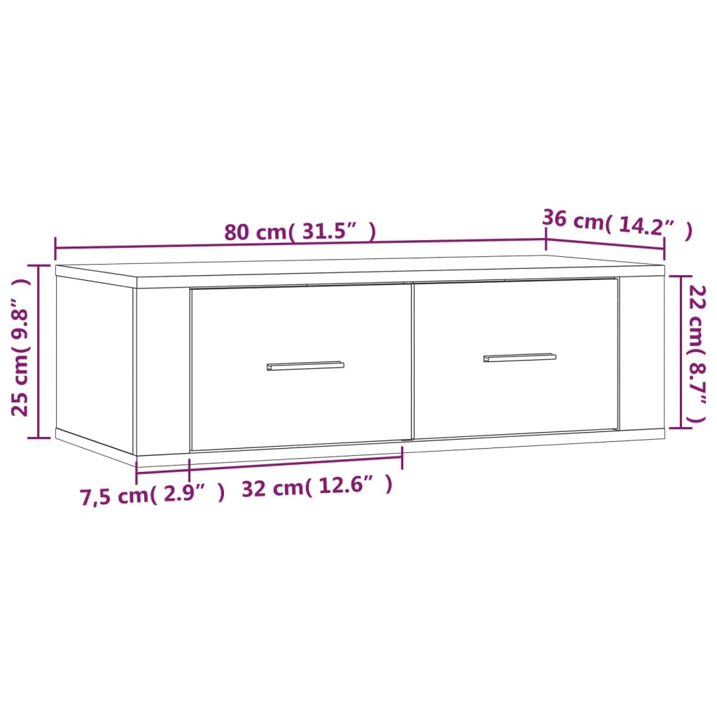 Hanging TV Cabinet Smoked Oak 80x36x25 cm Engineered Wood