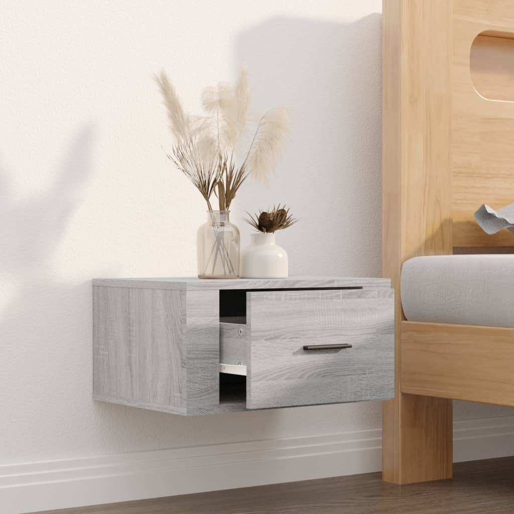 Wall-mounted Bedside Cabinet Grey Sonoma 50x36x25 cm