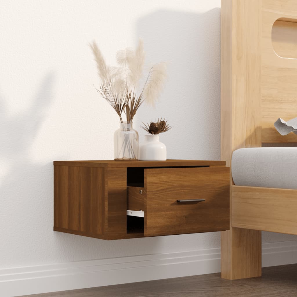 Wall-mounted Bedside Cabinet Brown Oak 50x36x25 cm