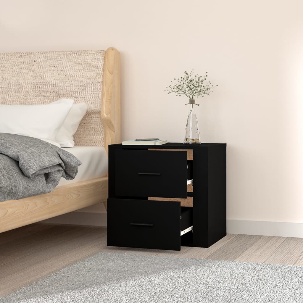 Wall-mounted Bedside Cabinet Black 50x36x47 cm