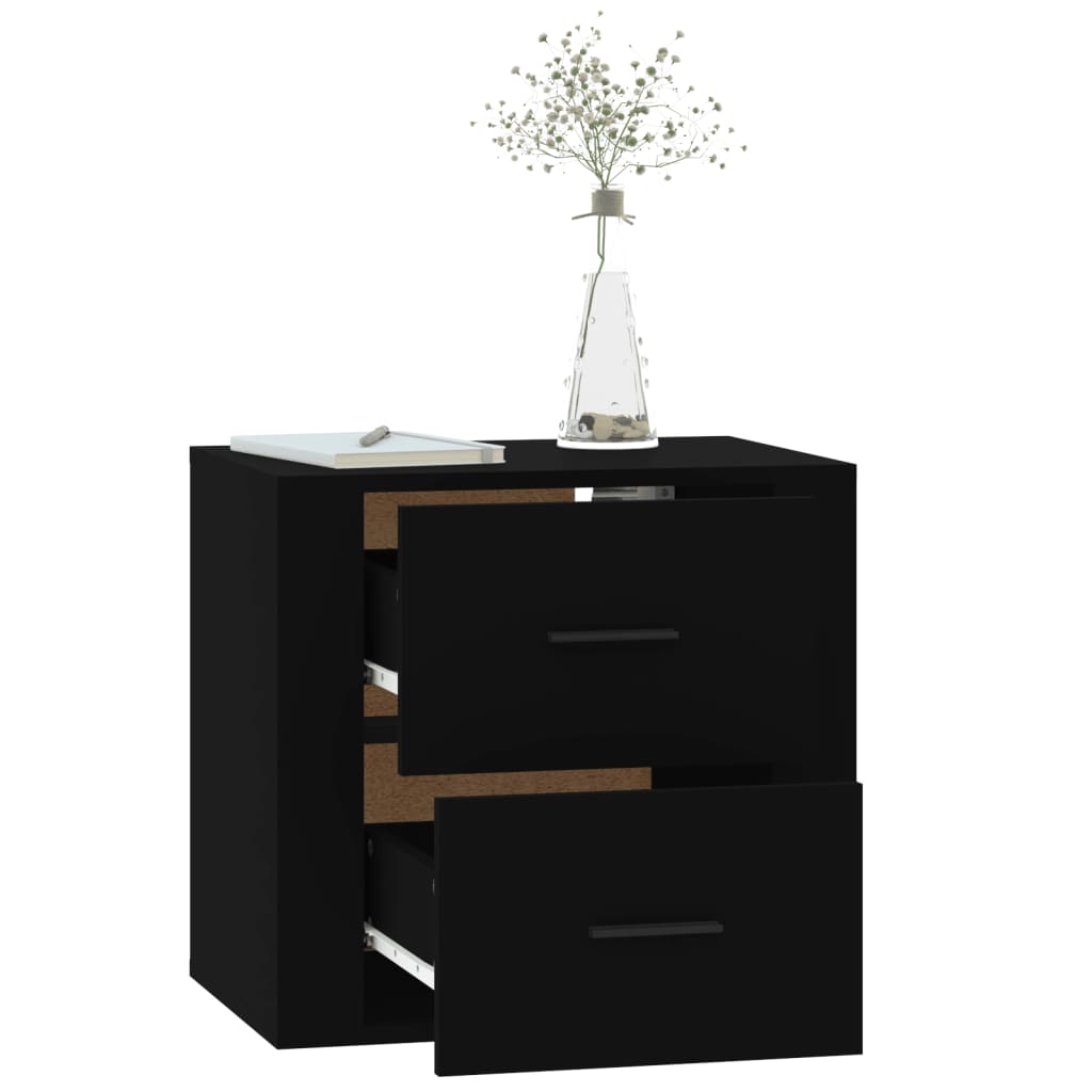 Wall-mounted Bedside Cabinet Black 50x36x47 cm