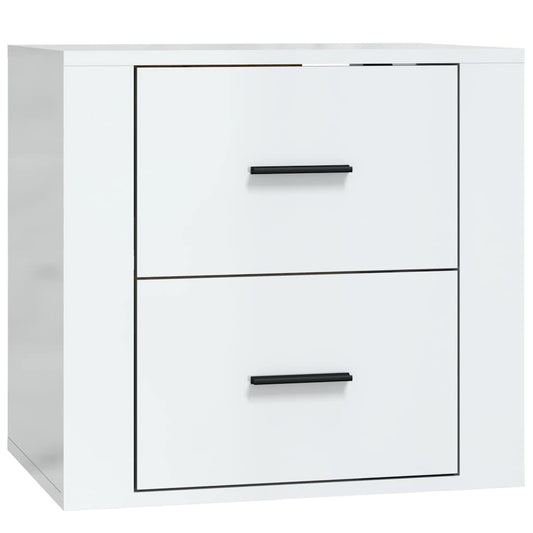 Wall-mounted Bedside Cabinet High Gloss White 50x36x47 cm