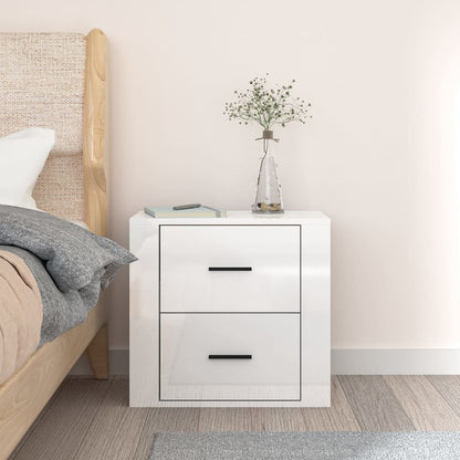 Wall-mounted Bedside Cabinet High Gloss White 50x36x47 cm