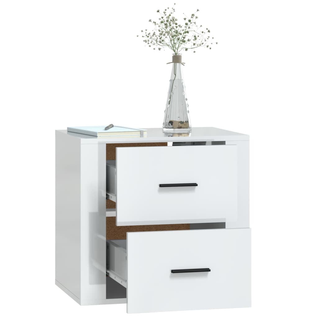 Wall-mounted Bedside Cabinet High Gloss White 50x36x47 cm