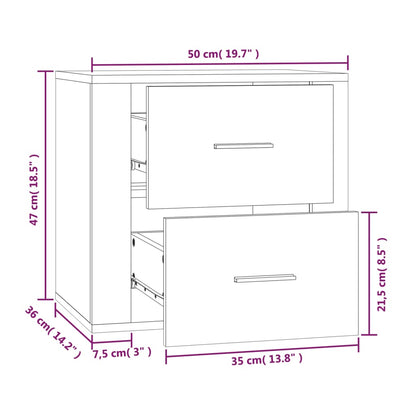 Wall-mounted Bedside Cabinet High Gloss White 50x36x47 cm