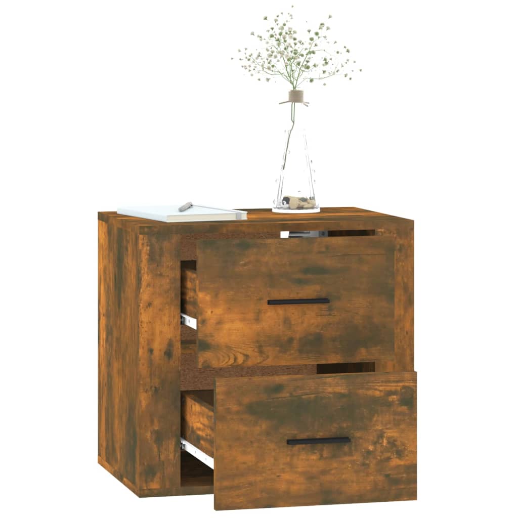 Wall-mounted Bedside Cabinet Smoked Oak 50x36x47 cm