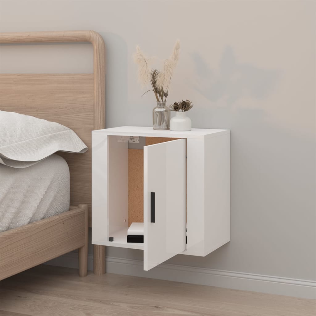 Wall-mounted Bedside Cabinet High Gloss White 50x30x47 cm