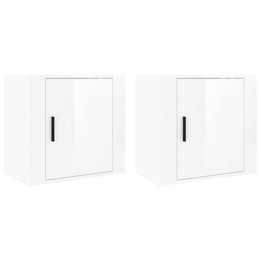 Wall-mounted Bedside Cabinets 2 pcs High Gloss White 50x30x47cm
