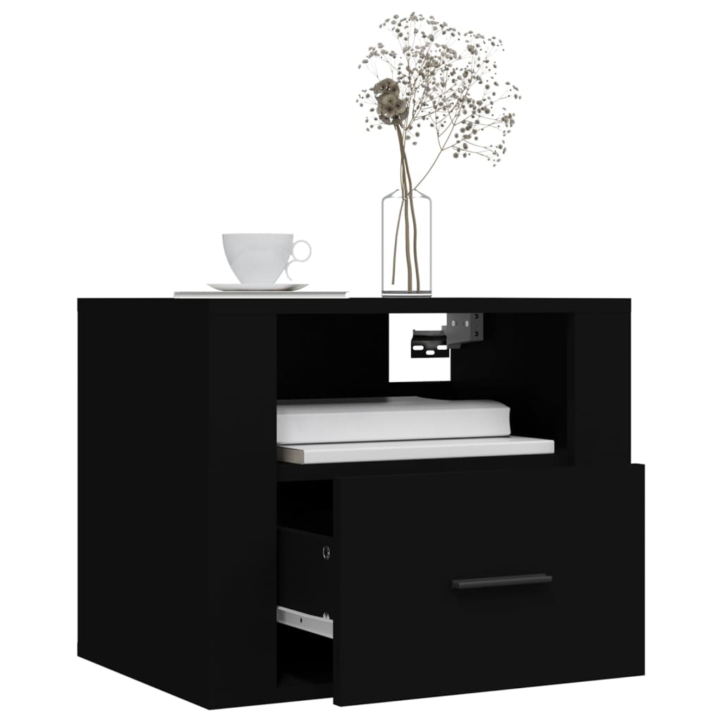 Wall-mounted Bedside Cabinet Black 50x36x40 cm