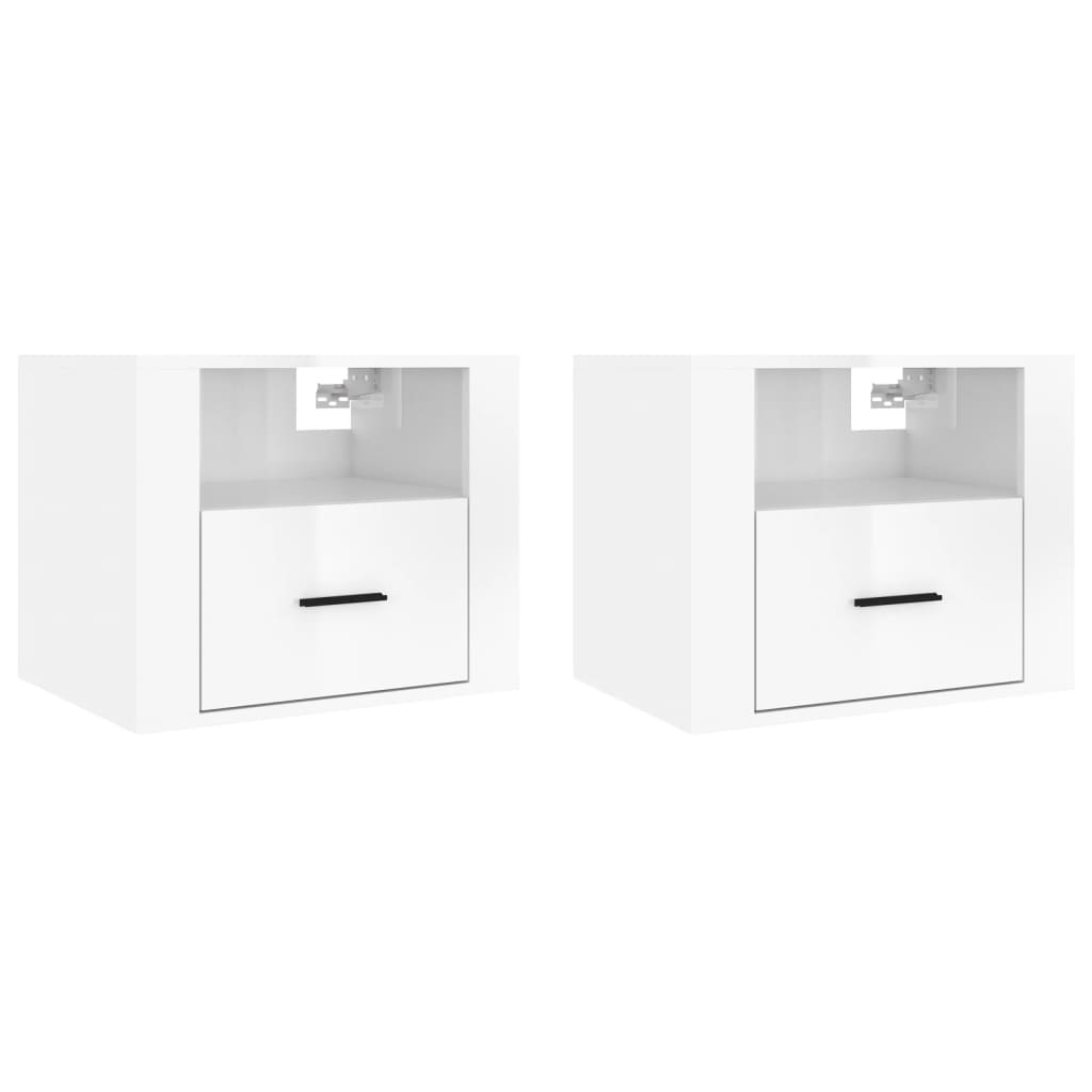 Wall-mounted Bedside Cabinets 2 pcs High Gloss White 50x36x40cm