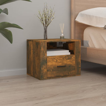 Wall-mounted Bedside Cabinet Smoked Oak 50x36x40 cm