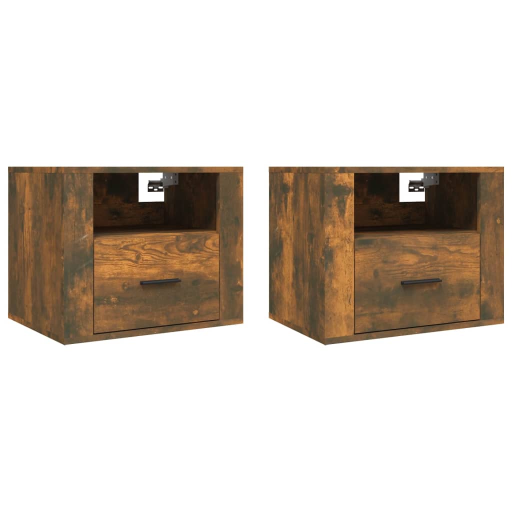 Wall-mounted Bedside Cabinets 2 pcs Smoked Oak 50x36x40 cm