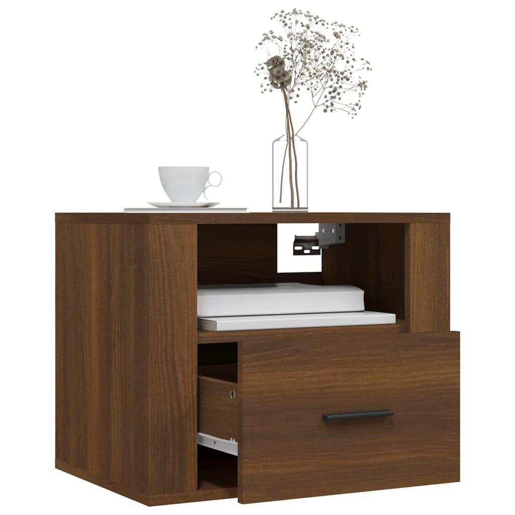 Wall-mounted Bedside Cabinet Brown Oak 50x36x40 cm