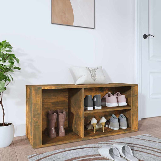 Shoe Cabinet | Smoked Oak | Engineered Wood | Medium | Shoe Cabinet
