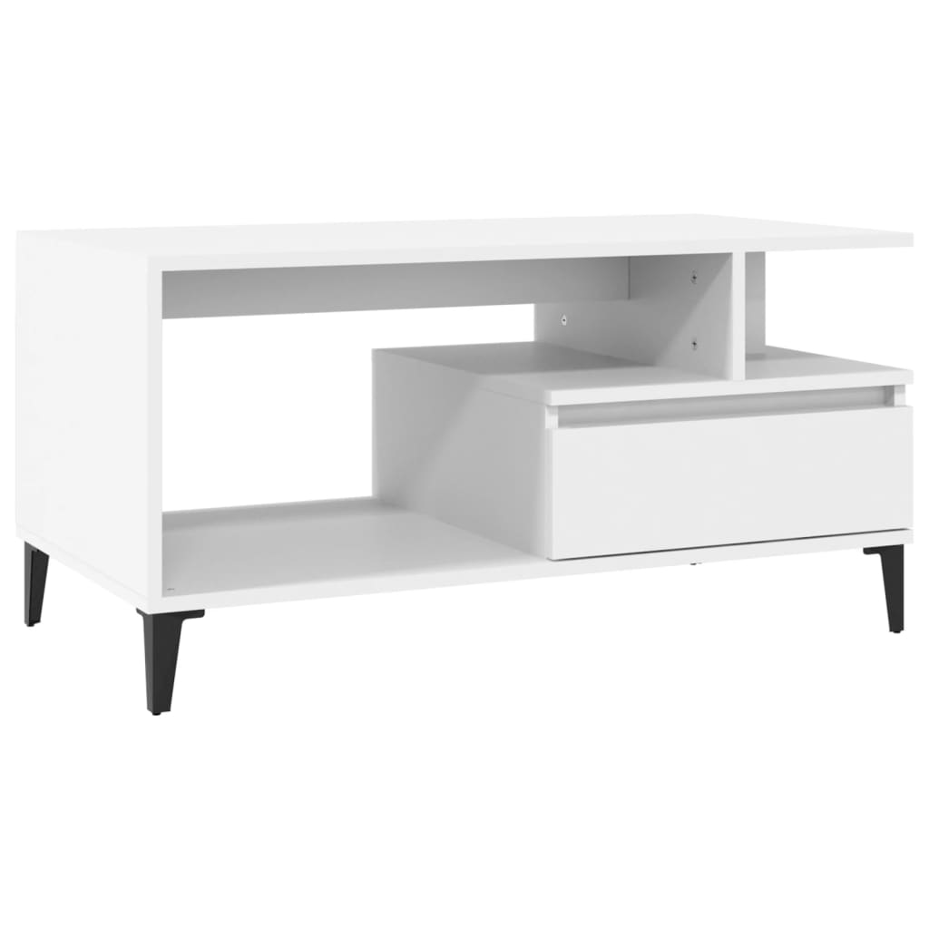 Coffee Table White 90x49x45 cm Engineered Wood