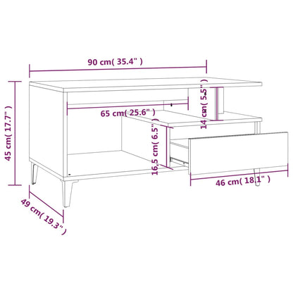 Coffee Table White 90x49x45 cm Engineered Wood