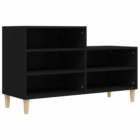 Shoe Cabinet | Black | Engineered wood, solid eucalyptus wood