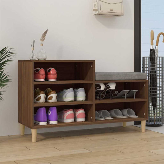 Shoe Cabinet | Brown Oak | Engineered wood, Solid Eucalyptus wood