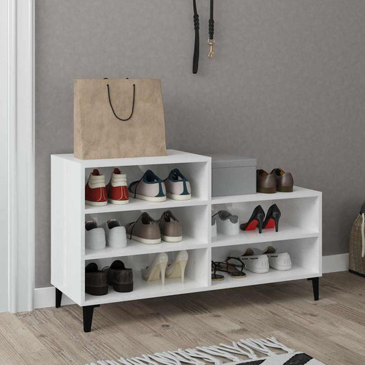Shoe Cabinet | High gloss white | Engineered wood, metal | Compact
