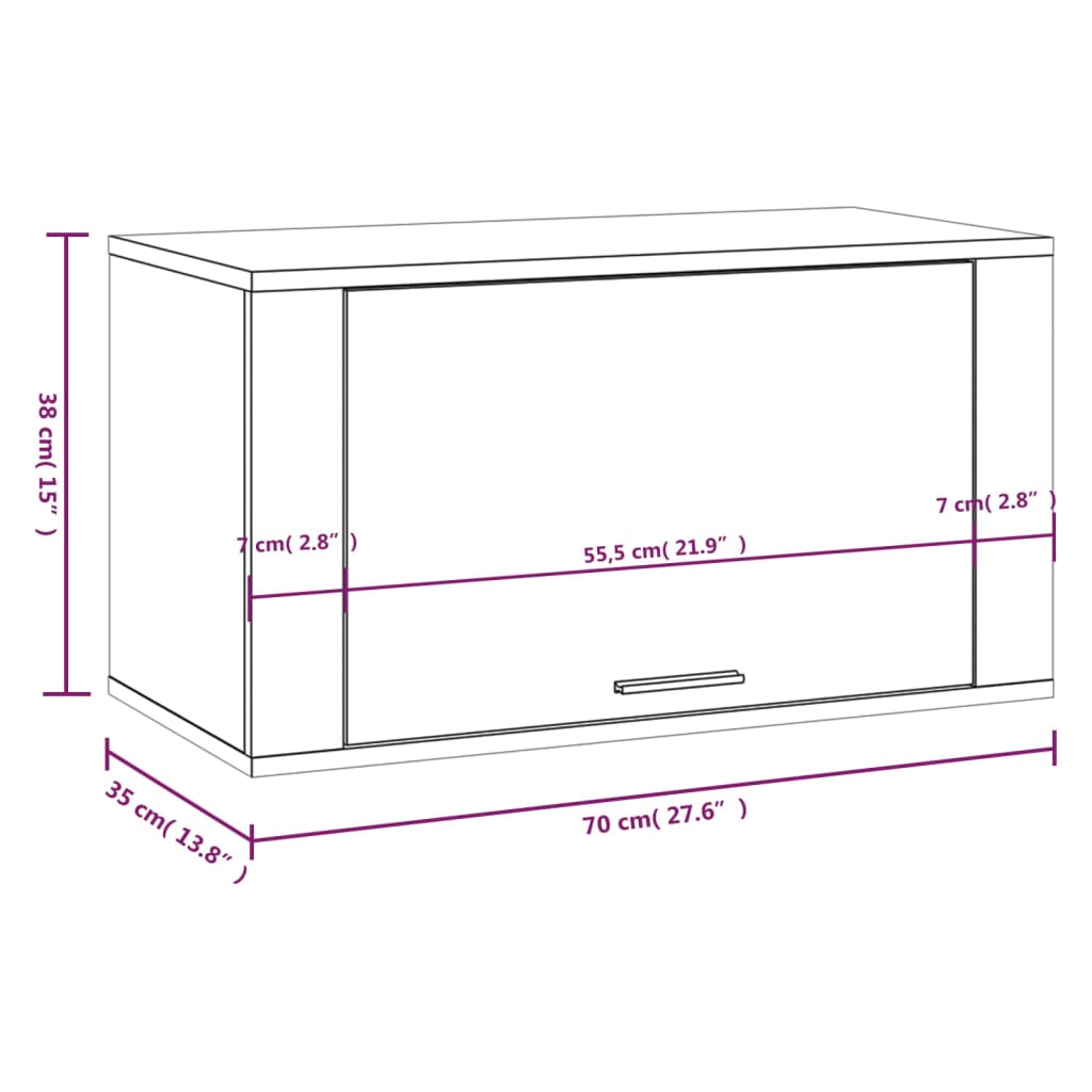 Wall-mounted Shoe Cabinet Smoked Oak 70x35x38 cm Solid Wood Pine