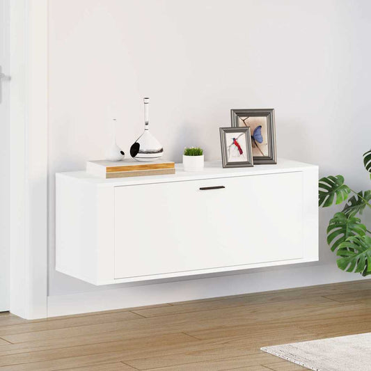 Wall Shoe Cabinet White 100x35x38 cm Engineered Wood